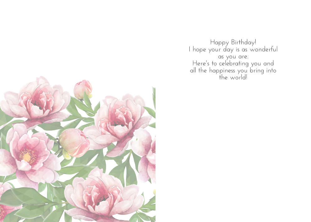 Printable High-Poly Peony Floral Card
