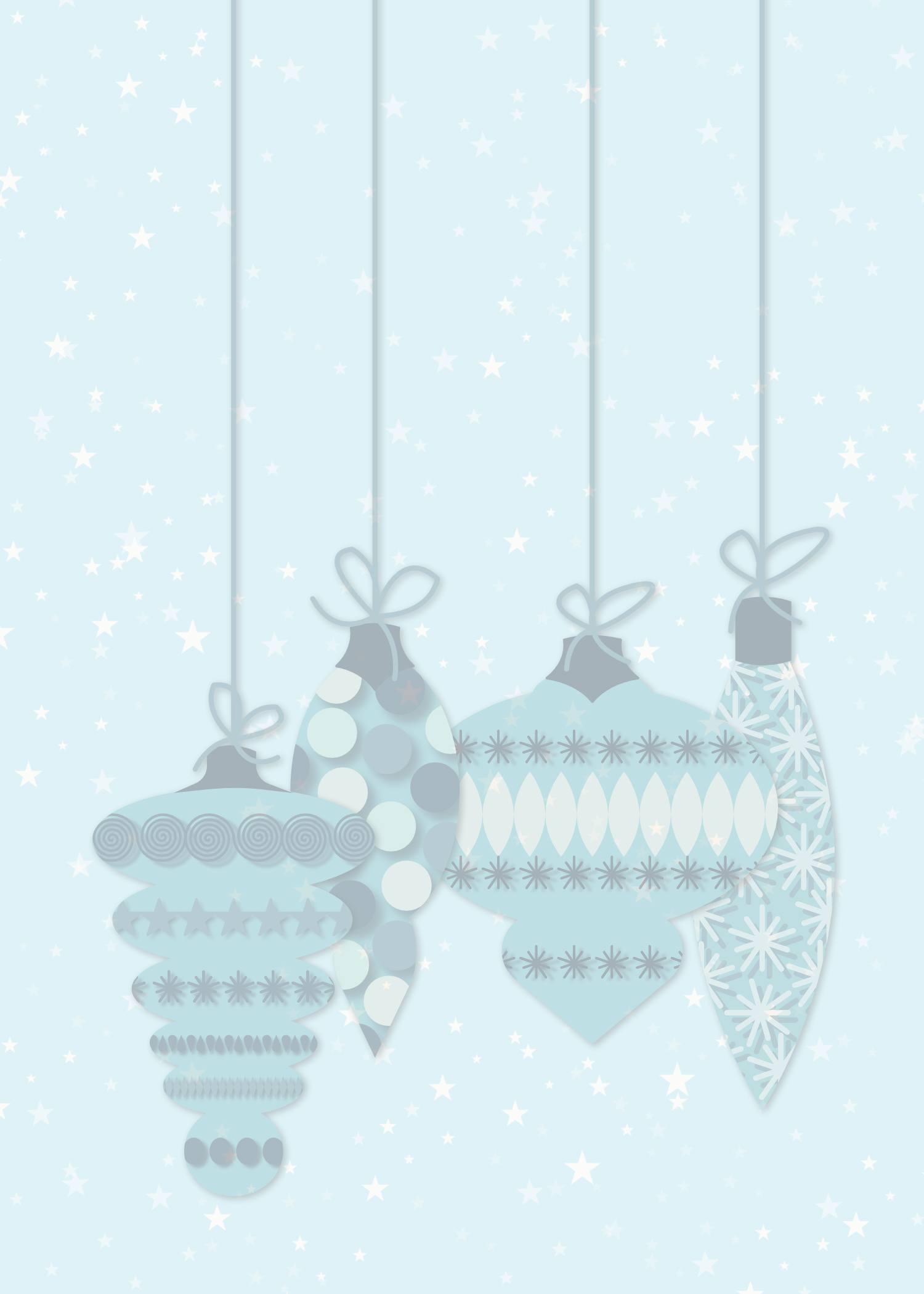 Printable Teal Ornament Christmas Card