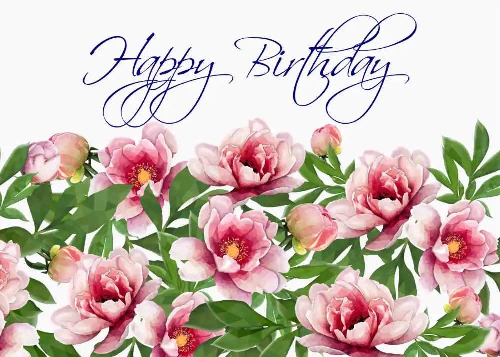 Printable Peony Floral Border Card