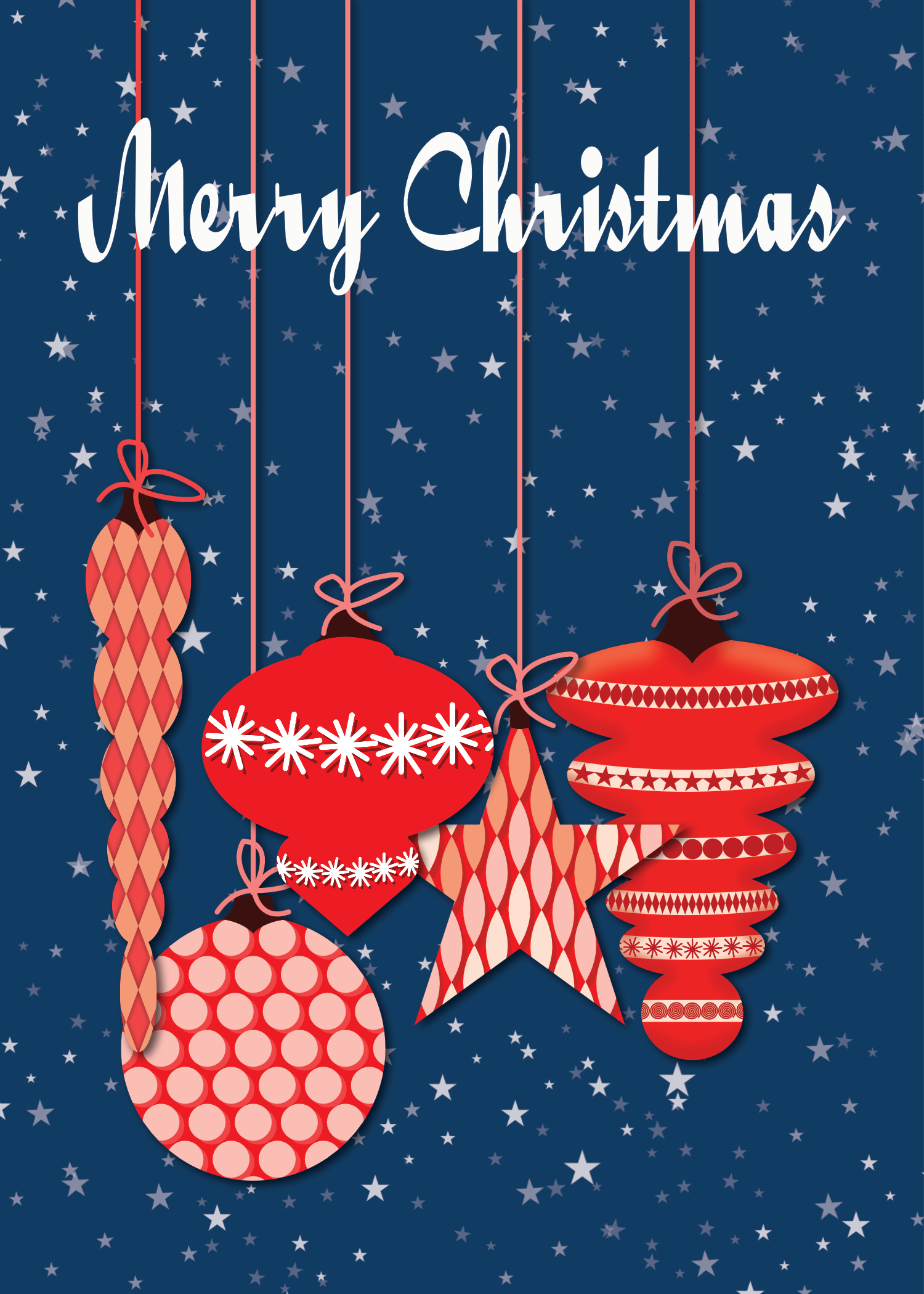 Printable Red Ornament Christmas Card