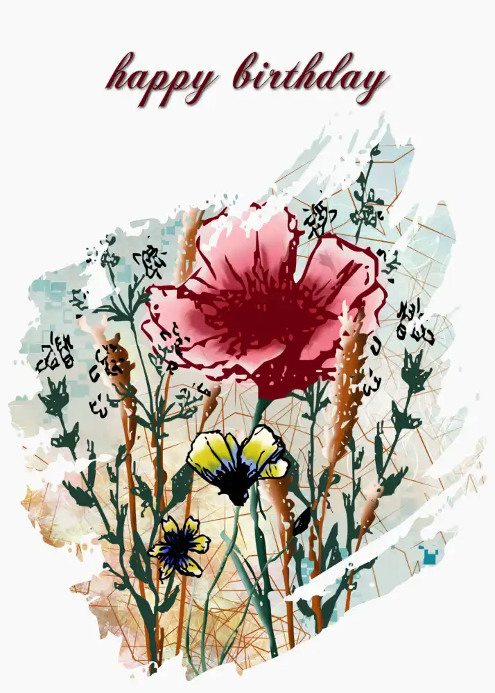 Printable Mixed Media Wildflower Card