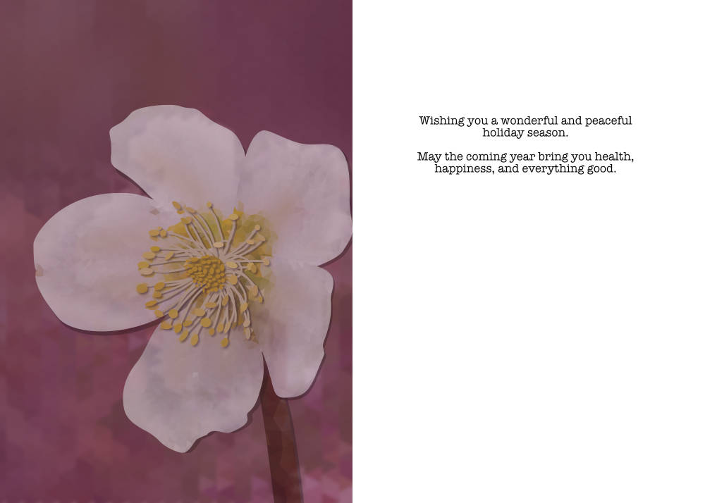 High-Poly Winter Rose Art Card: Crystalline Floral Holiday Greeting