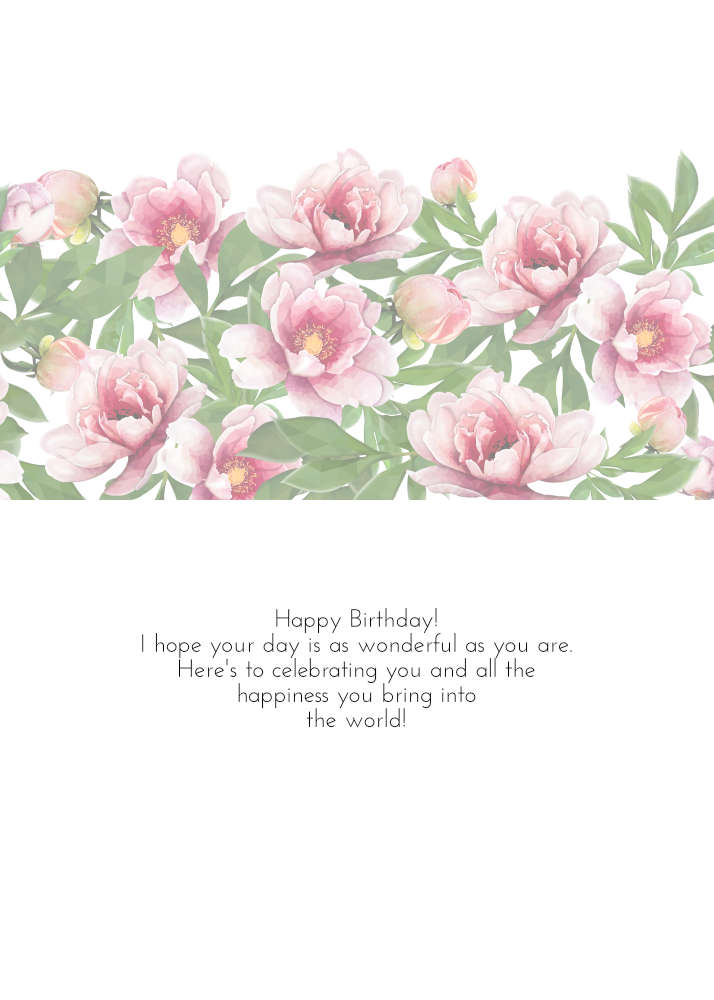 Printable Peony Floral Border Card