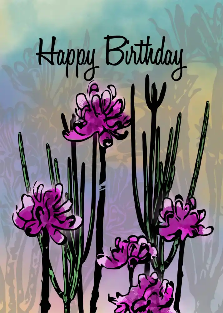Printable Modern Desert Bloom Birthday Card