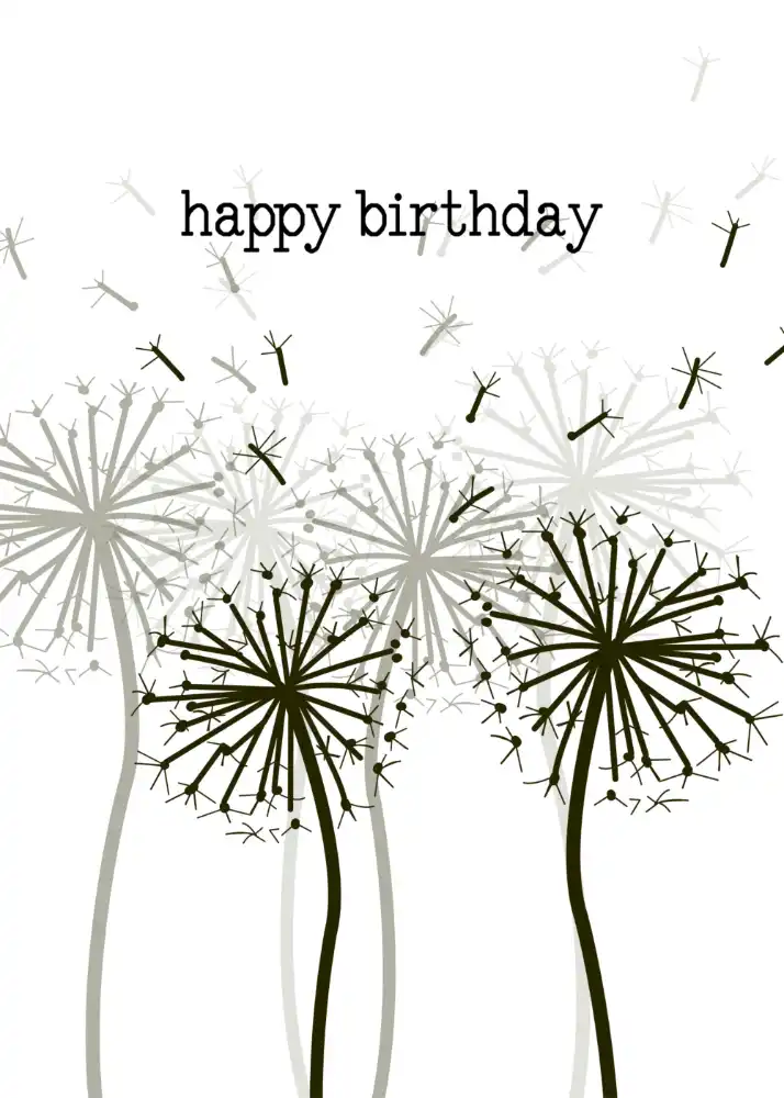 Printable Dandelion Wishes Birthday Card