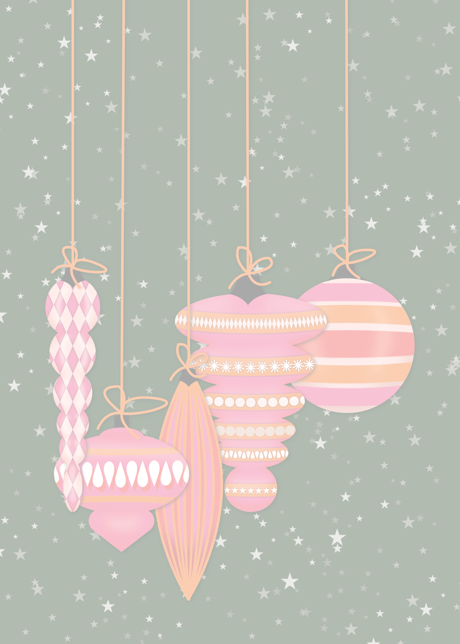 Printable Pink Ornament Christmas Card