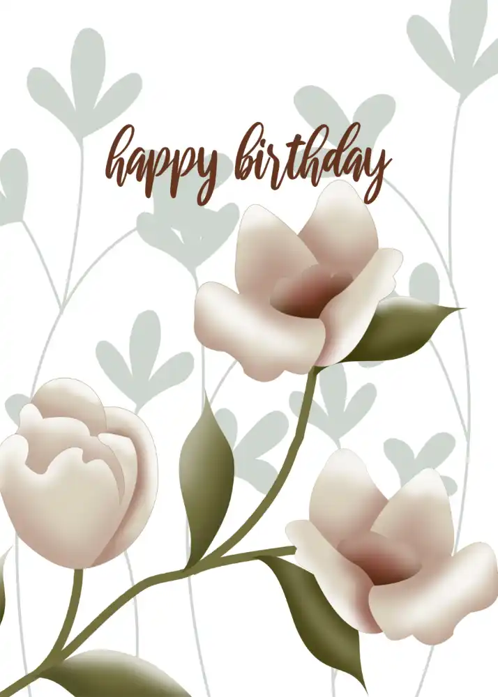 Printable Champagne Floral Botanical Birthday Card