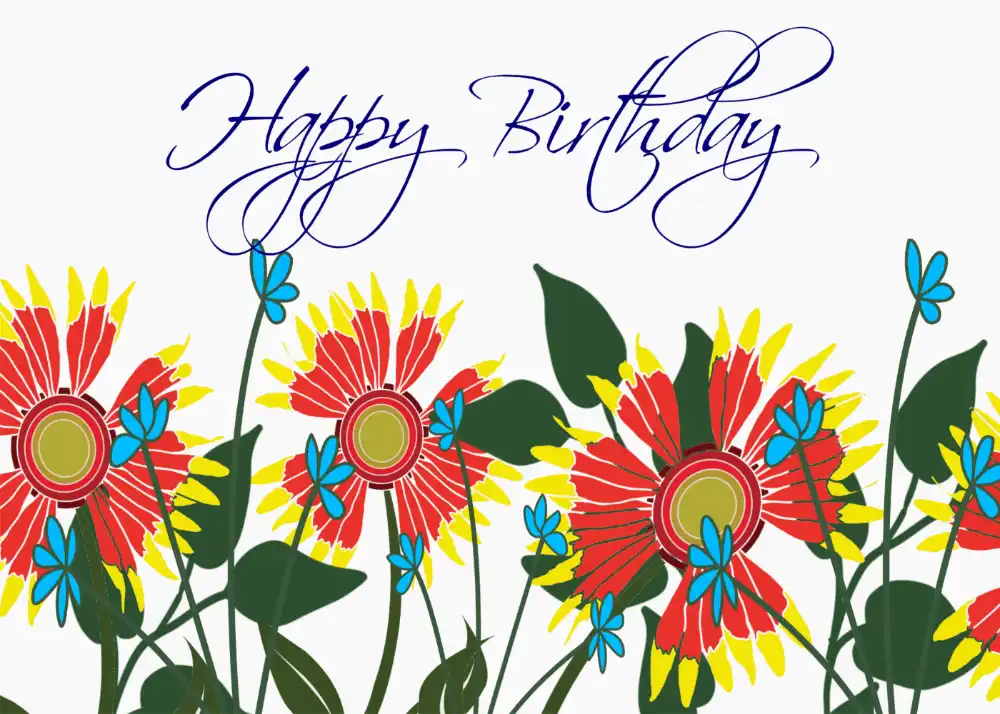 Printable Bright Wildflowers Birthday Card