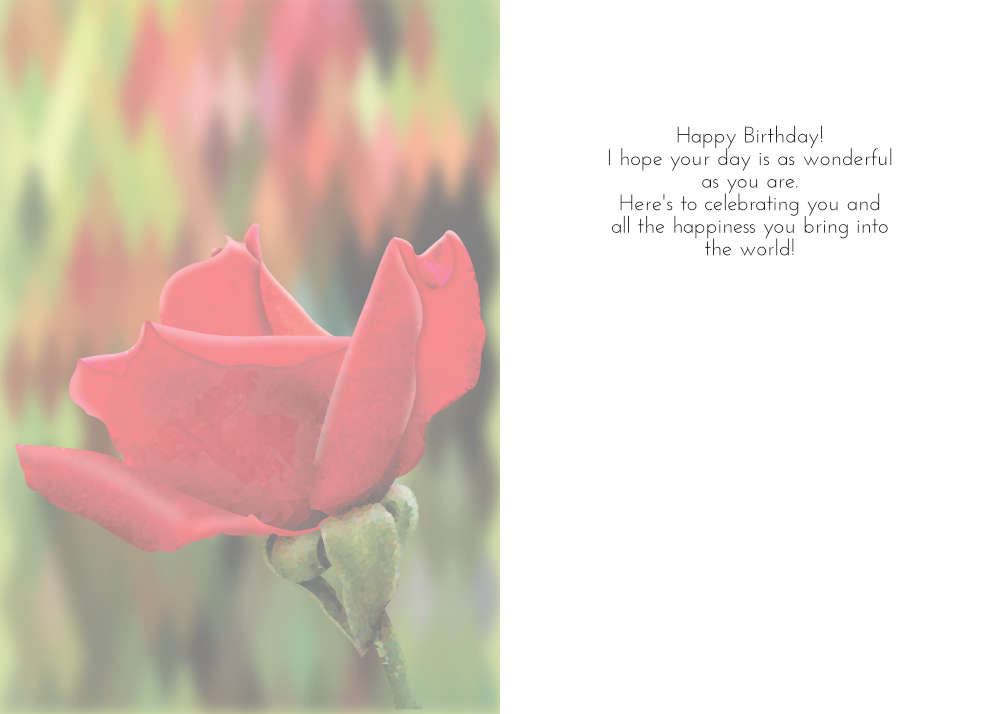Printable Red High-Poly Rose Geometric Birthday Card