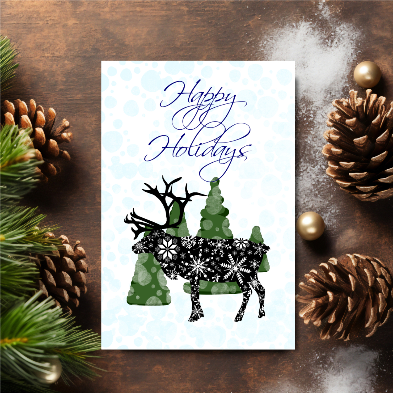 Printable Reindeer Holiday Card