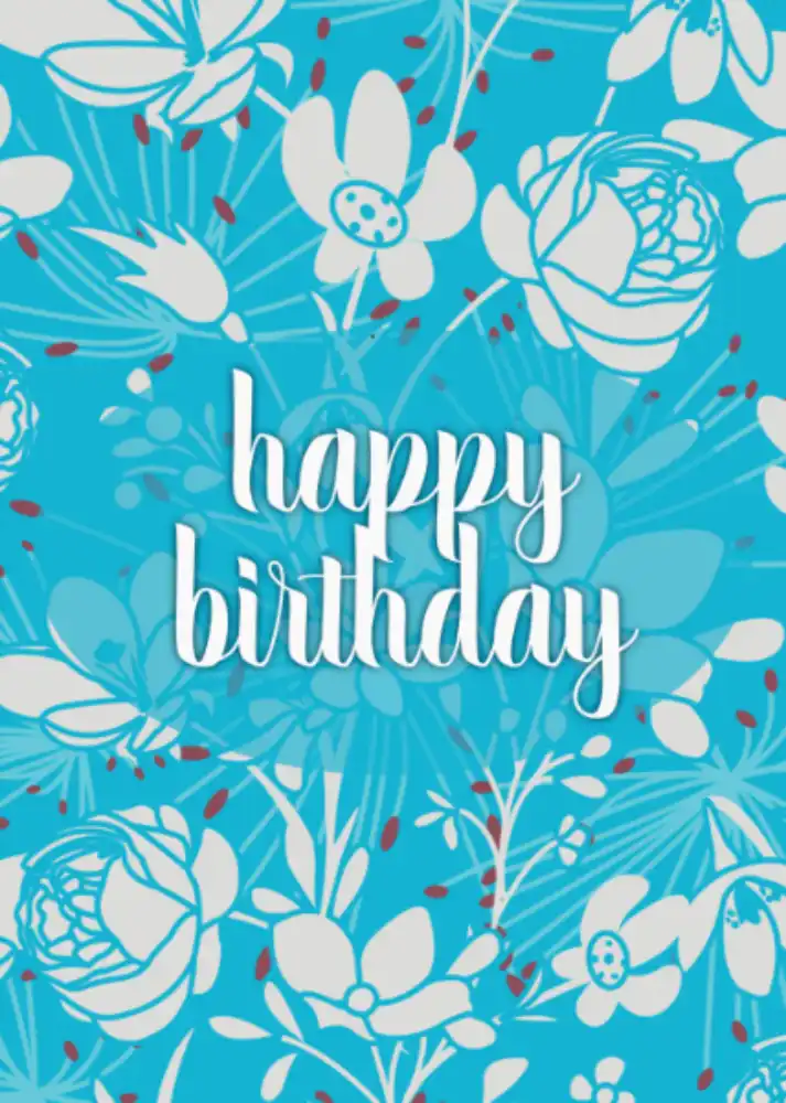 Printable Minimalist Blue Floral Card