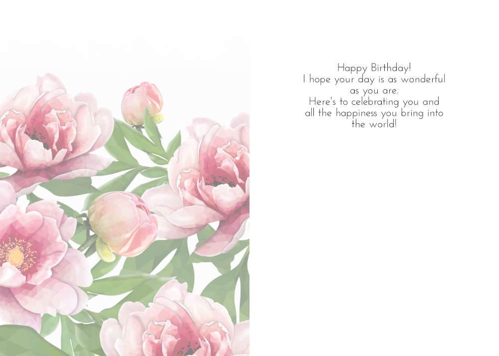 High-Poly Peony Birthday Card: Bold Floral Art