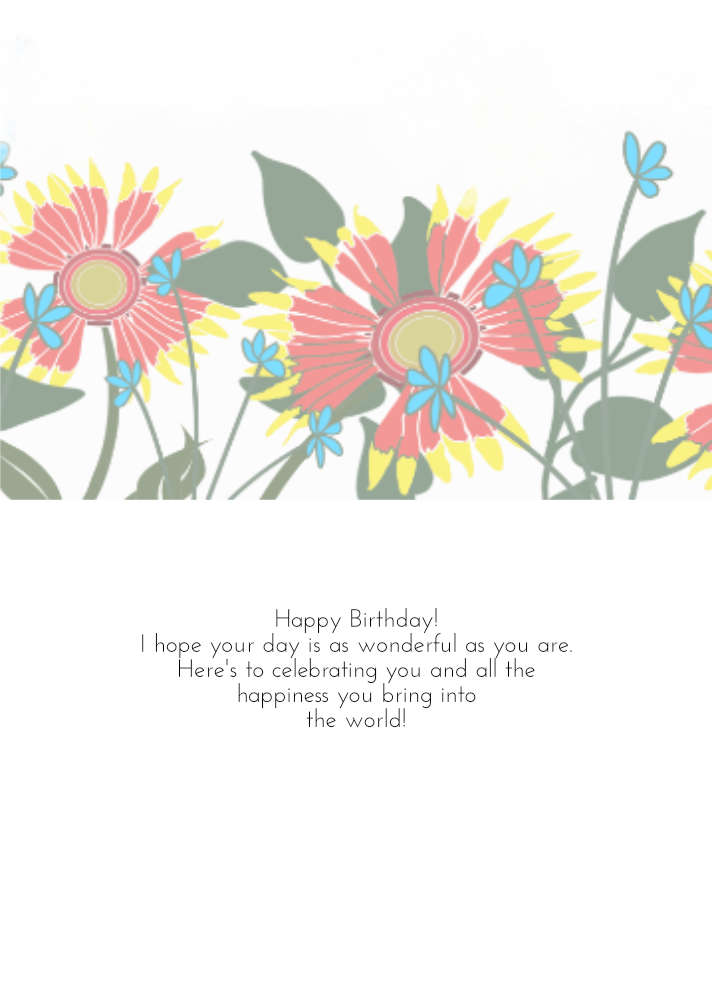Printable Bright Wildflowers Birthday Card