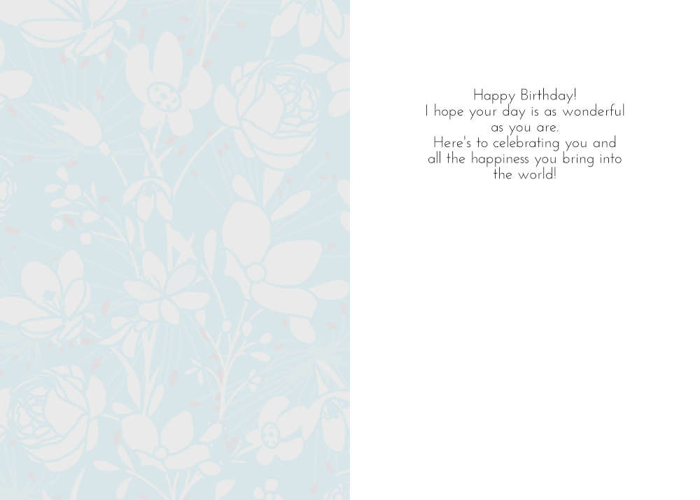 Printable Minimalist Blue Floral Card