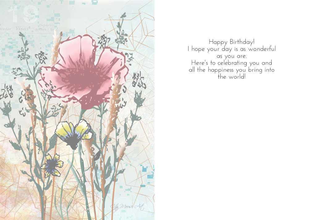 Wildflower Birthday Card — Original Mixed Media Botanical Art