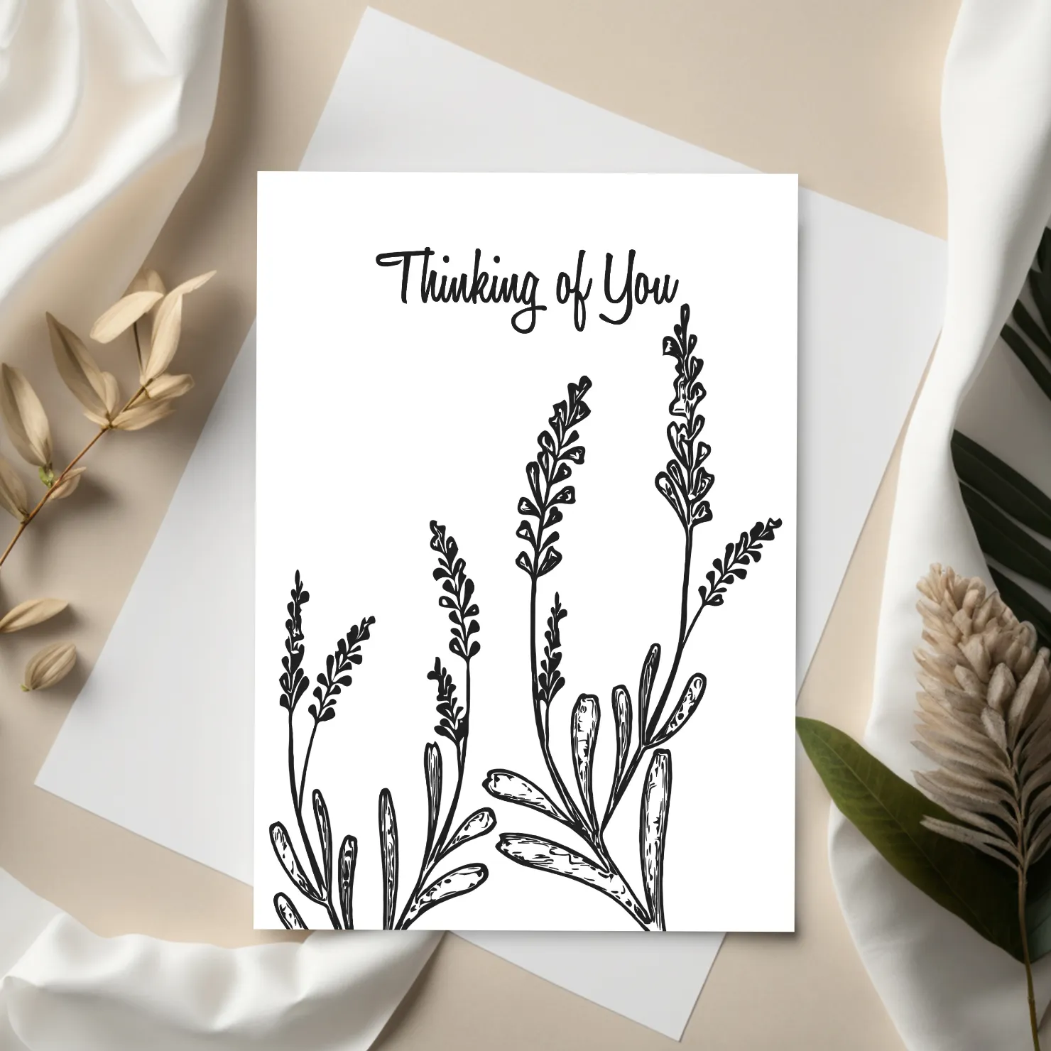 Ink Greenery — Minimal Sympathy Card