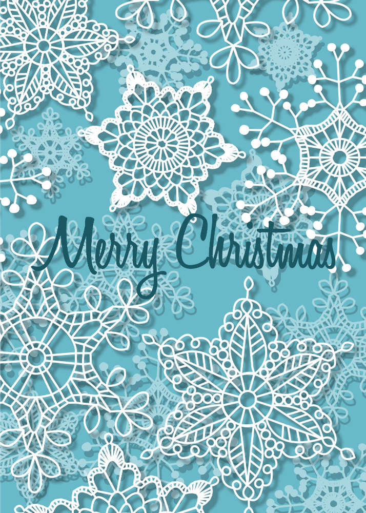 Merry Christmas | Crochet Style Lace Snowflake Art Card