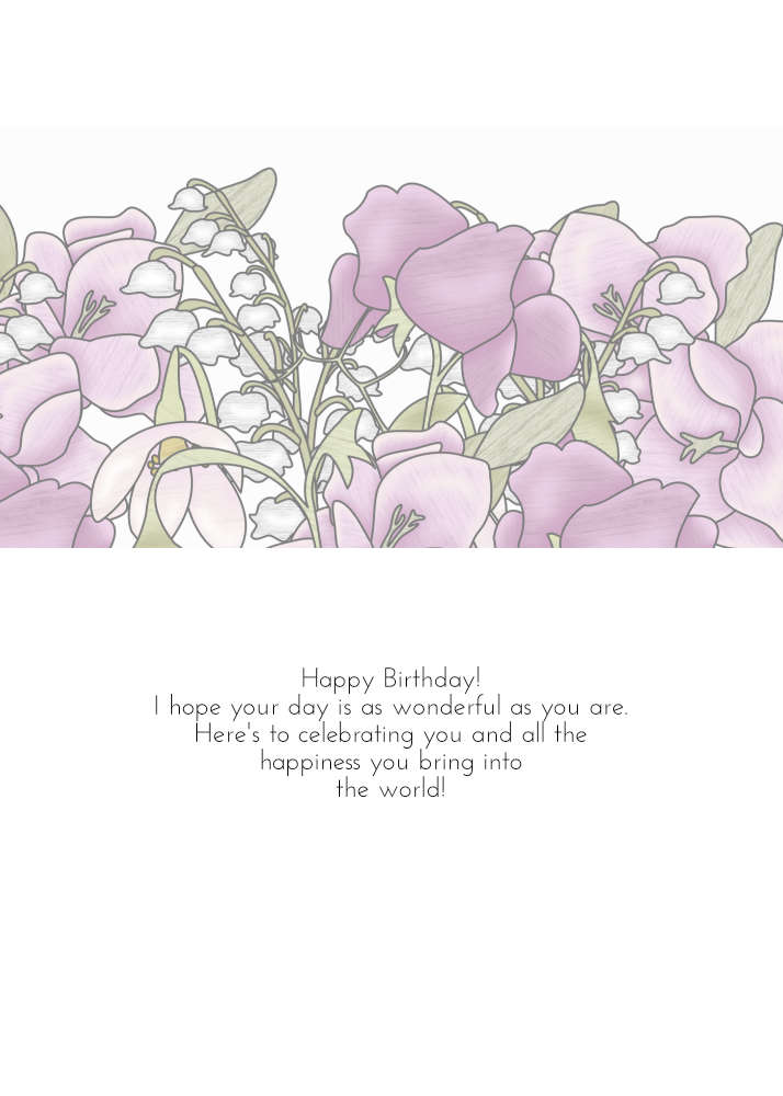 Gladiolus & Sweet Pea Birthday Card: Elegant Flat Art