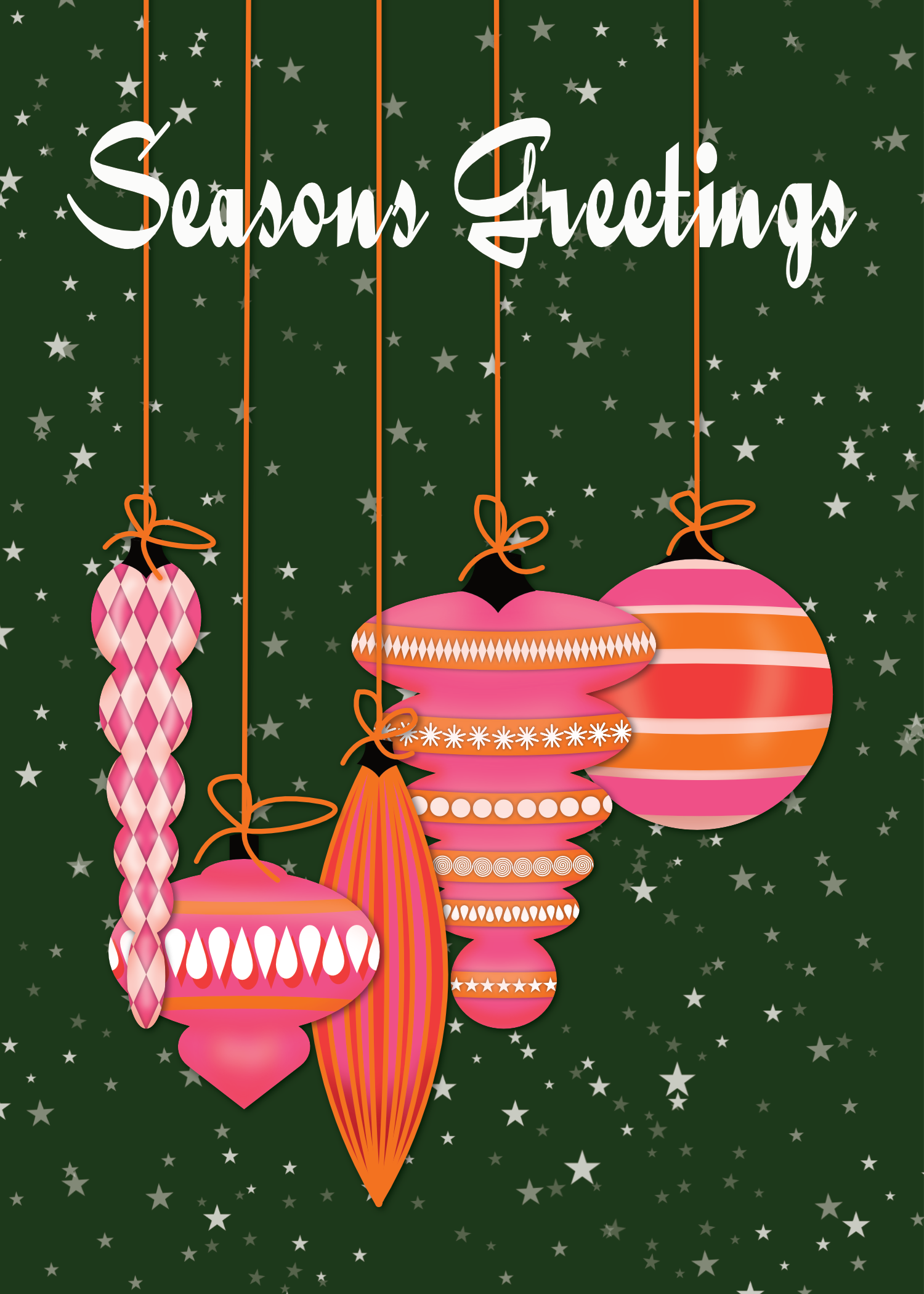 Printable Pink Ornament Christmas Card