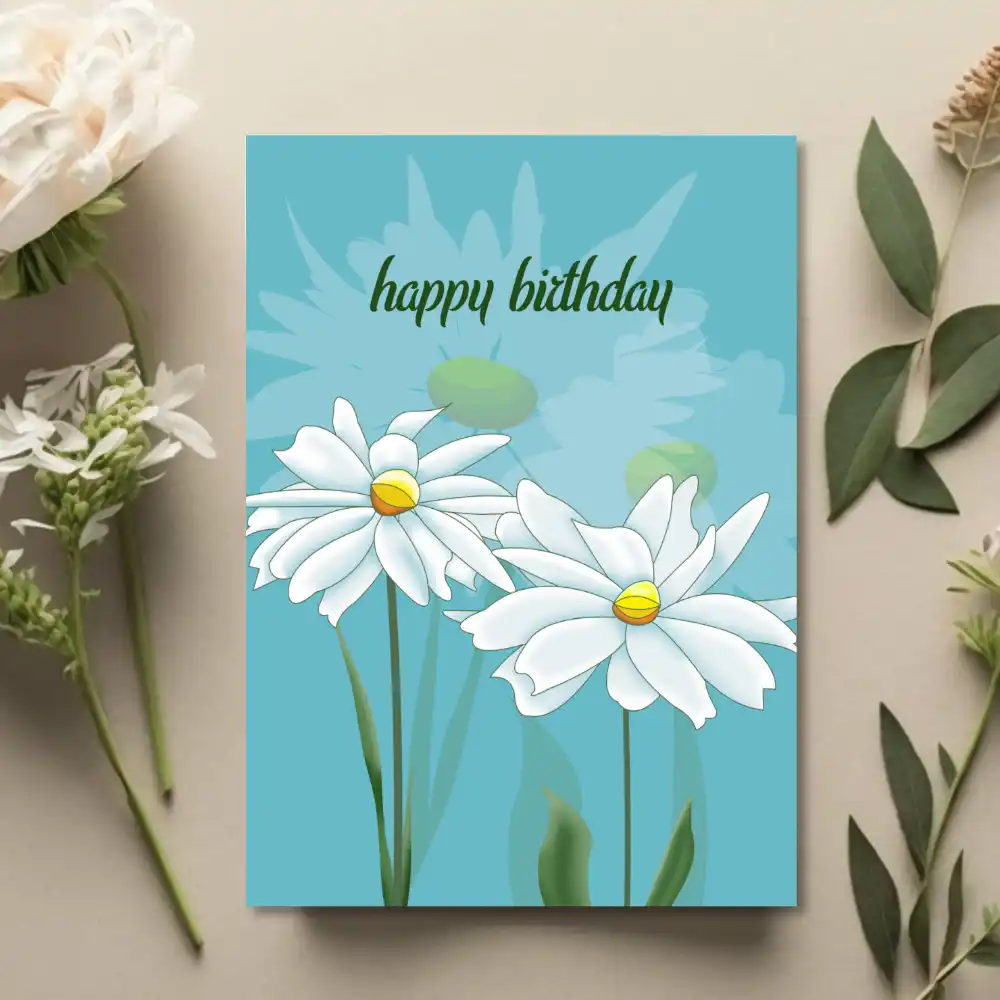 Printable Simple Daisy Birthday Card