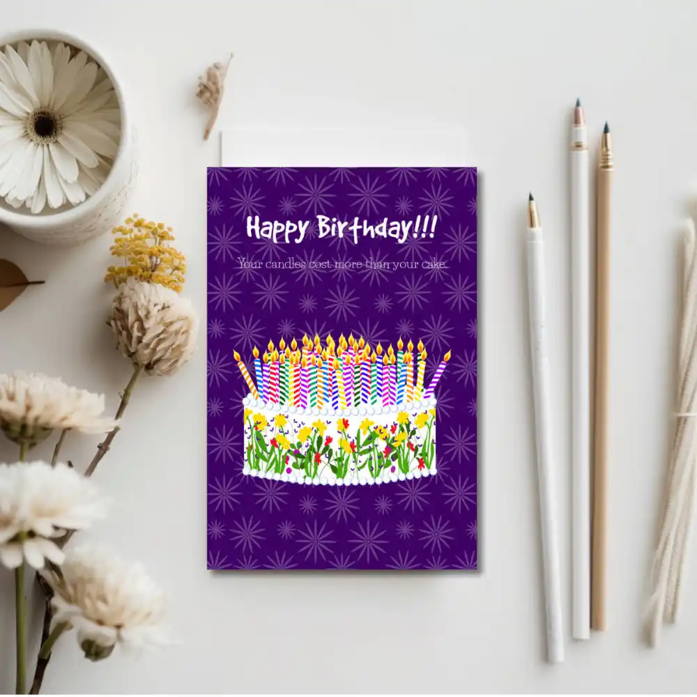 Printable Cake with Candles Birthday Card
