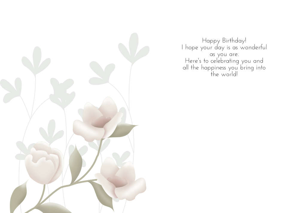 Printable Champagne Floral Botanical Birthday Card
