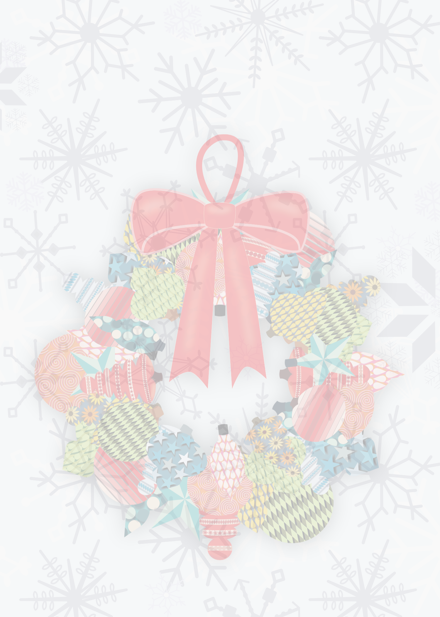 Printable Ornament Wreath Seasons Greetings Card