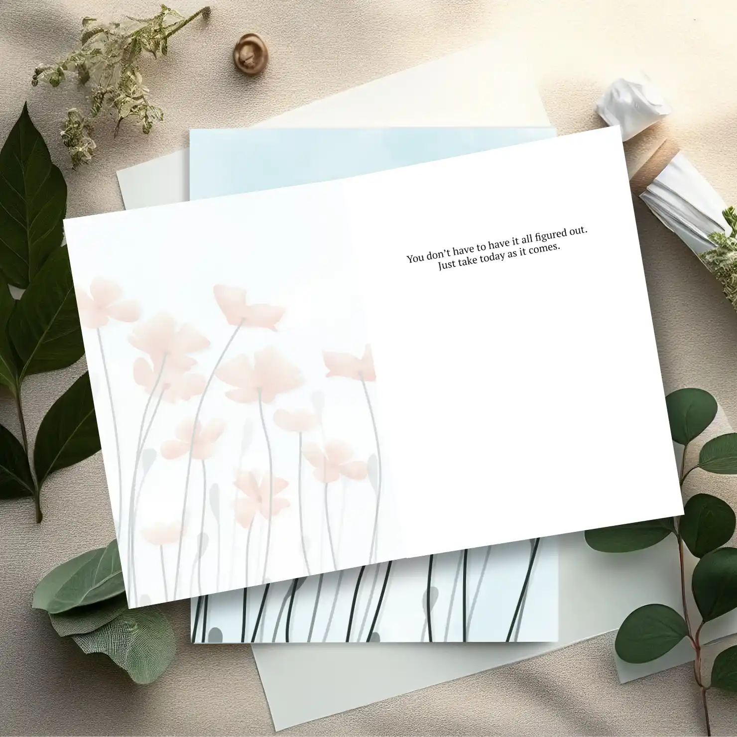 One Day at a Time — Botanical Encouragement Card