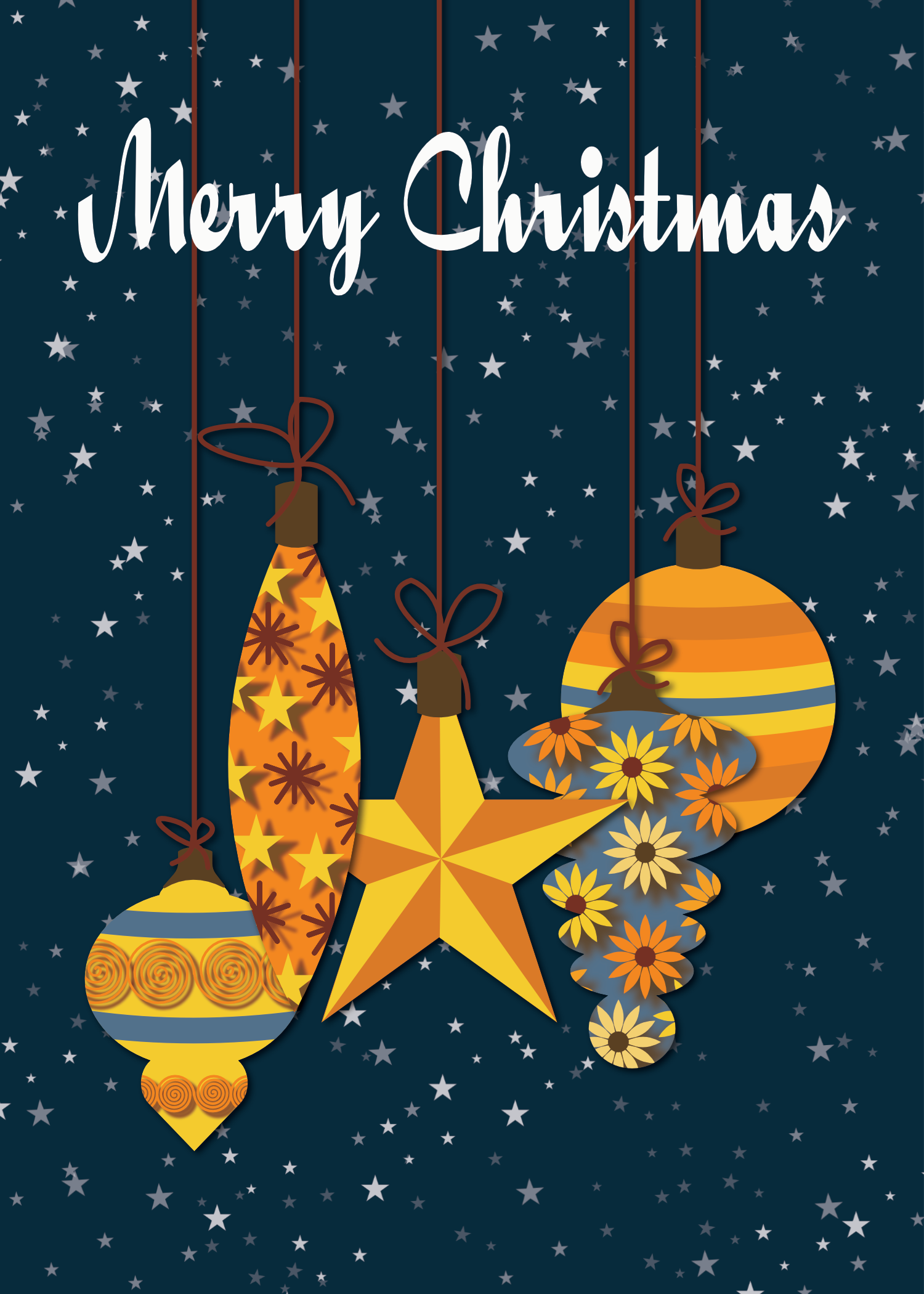 Printable Gold Ornament Christmas Card