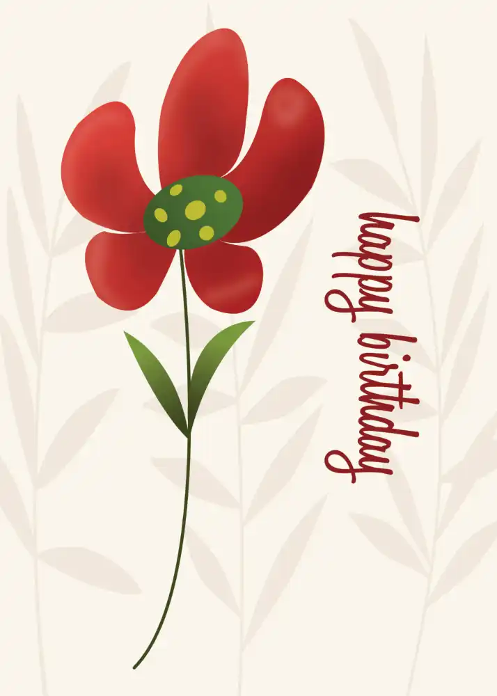 Printable Flat Art Solo Flower Card