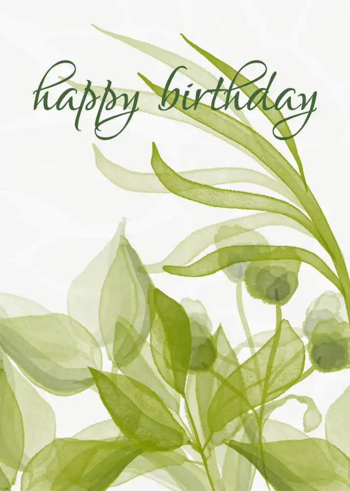 Printable Watercolor Leaves Birthday Card