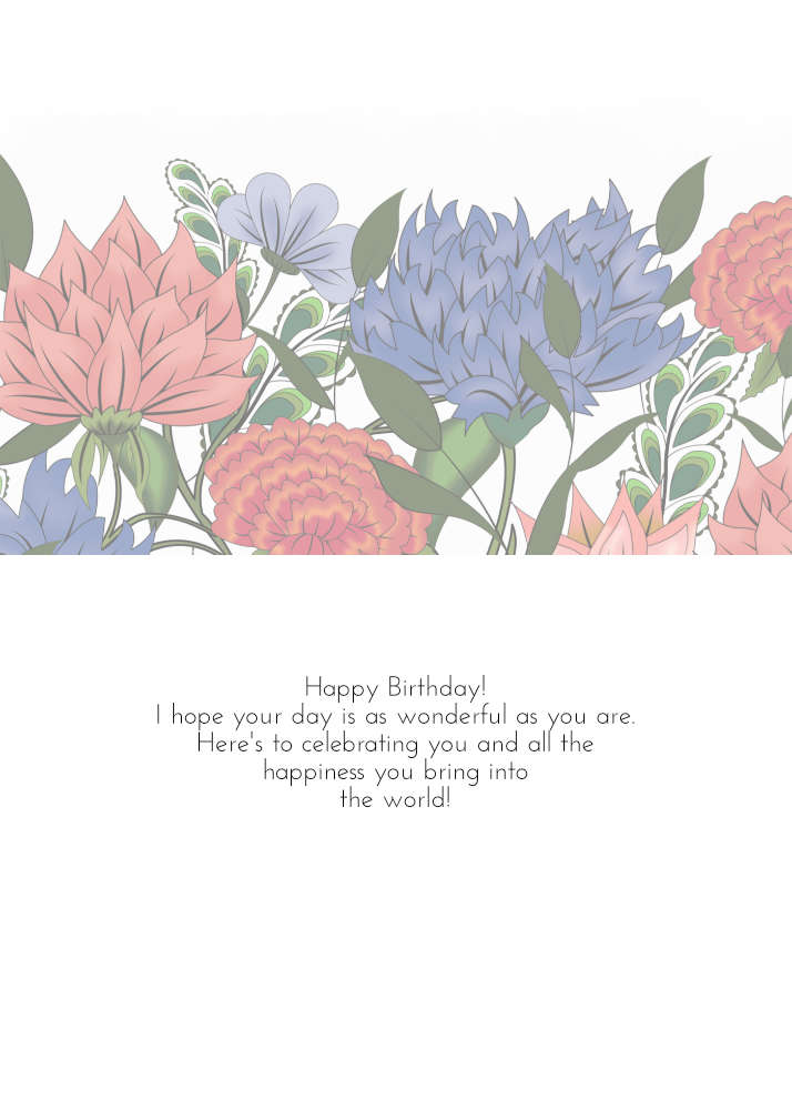 Bold Stylized Floral Birthday Card: Vivid Flat Art