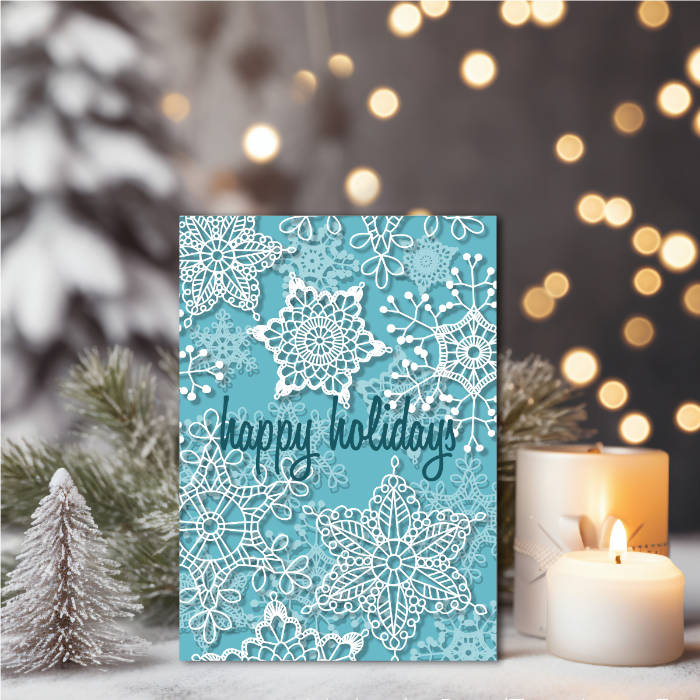 Happy Holidays | Crochet Style Lace Snowflake Art Card