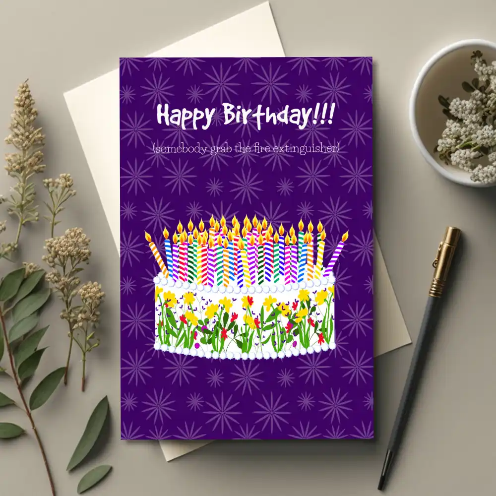 Printable Funny Fire Hazard Cake Card