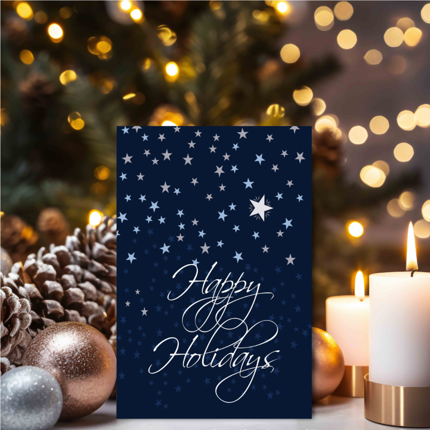 Printable Starry Night Holiday Card