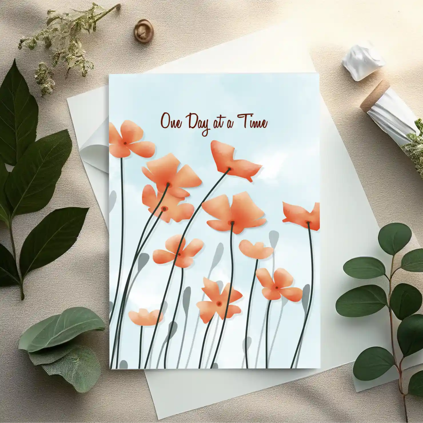 One Day at a Time — Botanical Encouragement Card