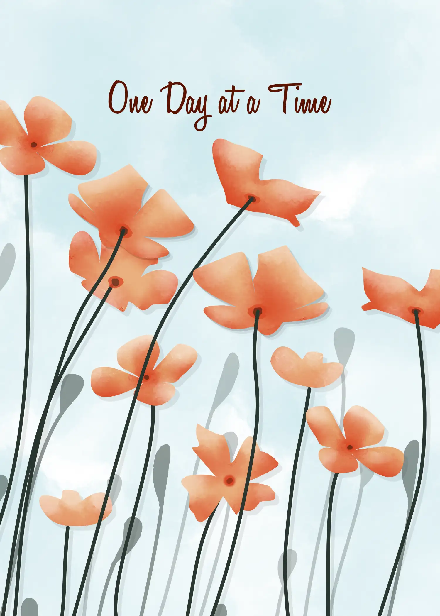 One Day at a Time — Botanical Encouragement Card