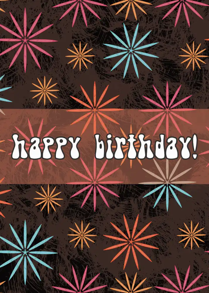 Printable Geometric Starburst Birthday Card