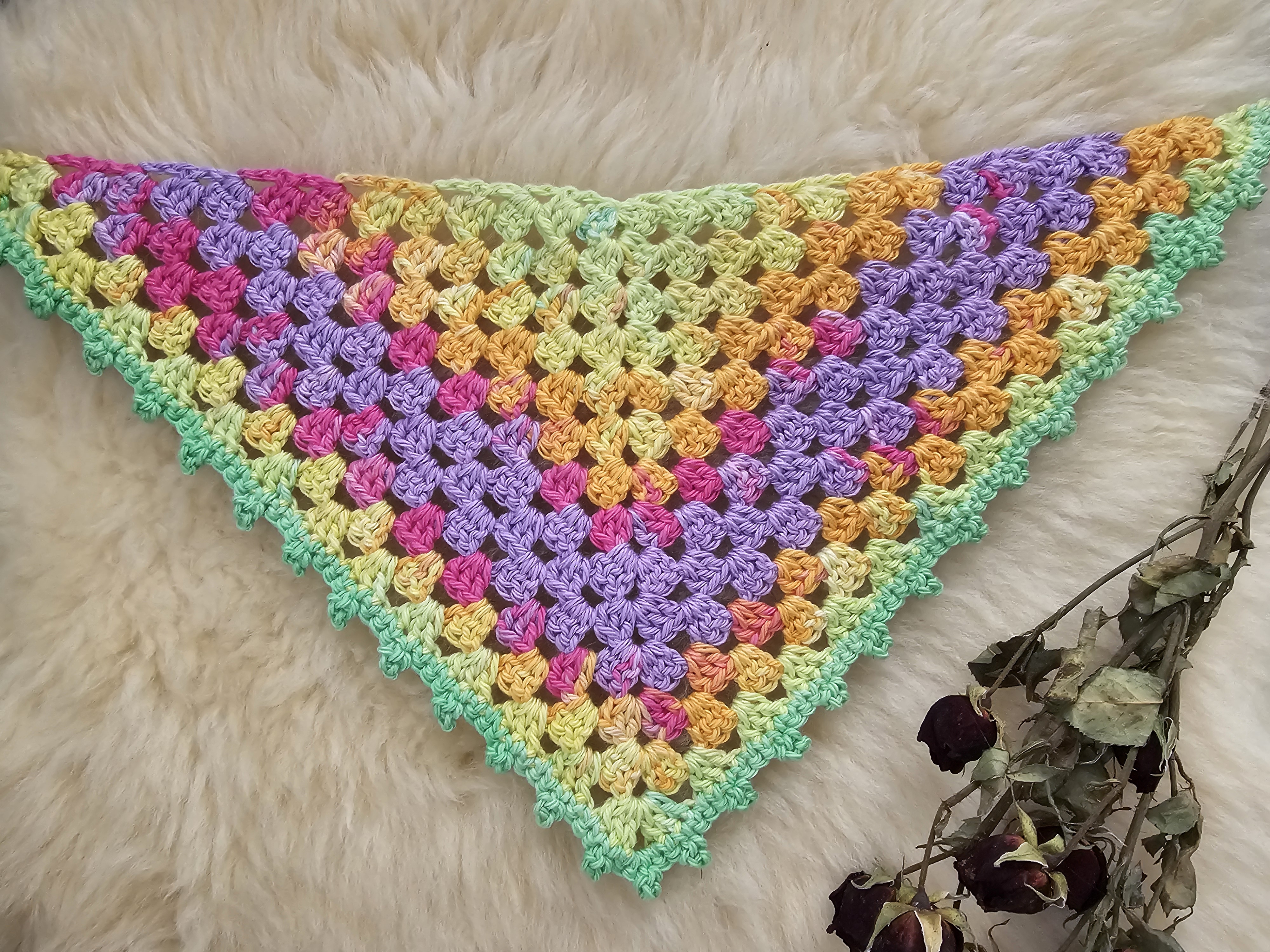 Handmade Crochet Granny Stitch Bandana