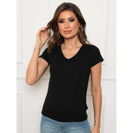 Kit com 10 Blusas Baby Look Gola V – Manga Curta Feminina