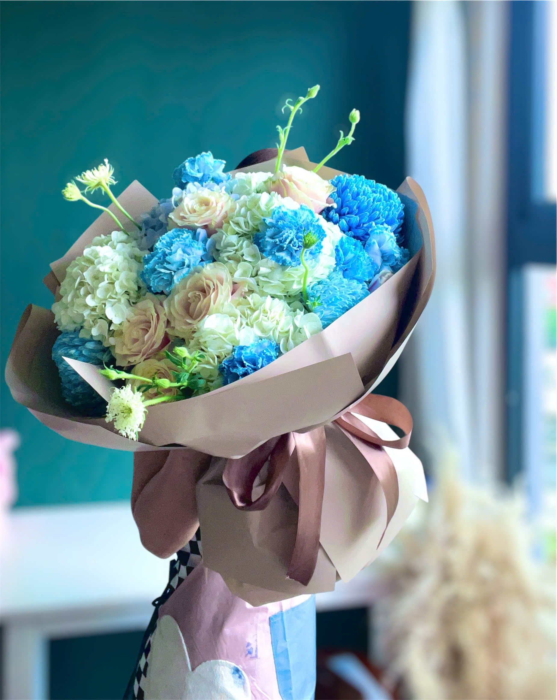 Bó hoa Cẩm tú cầu tươi xanh dương
