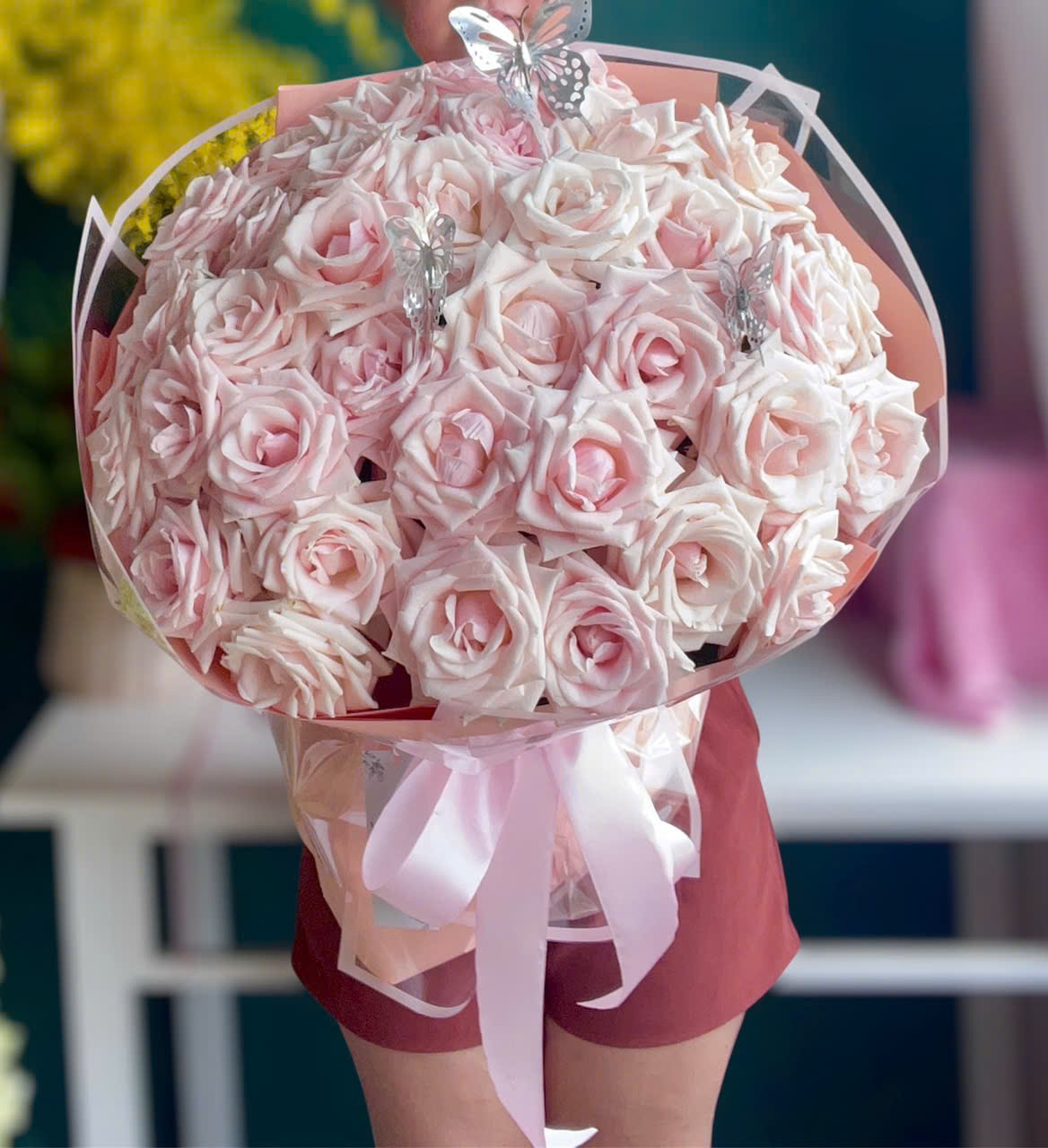 Hoa hồng tròn pastel lớn 50 bông