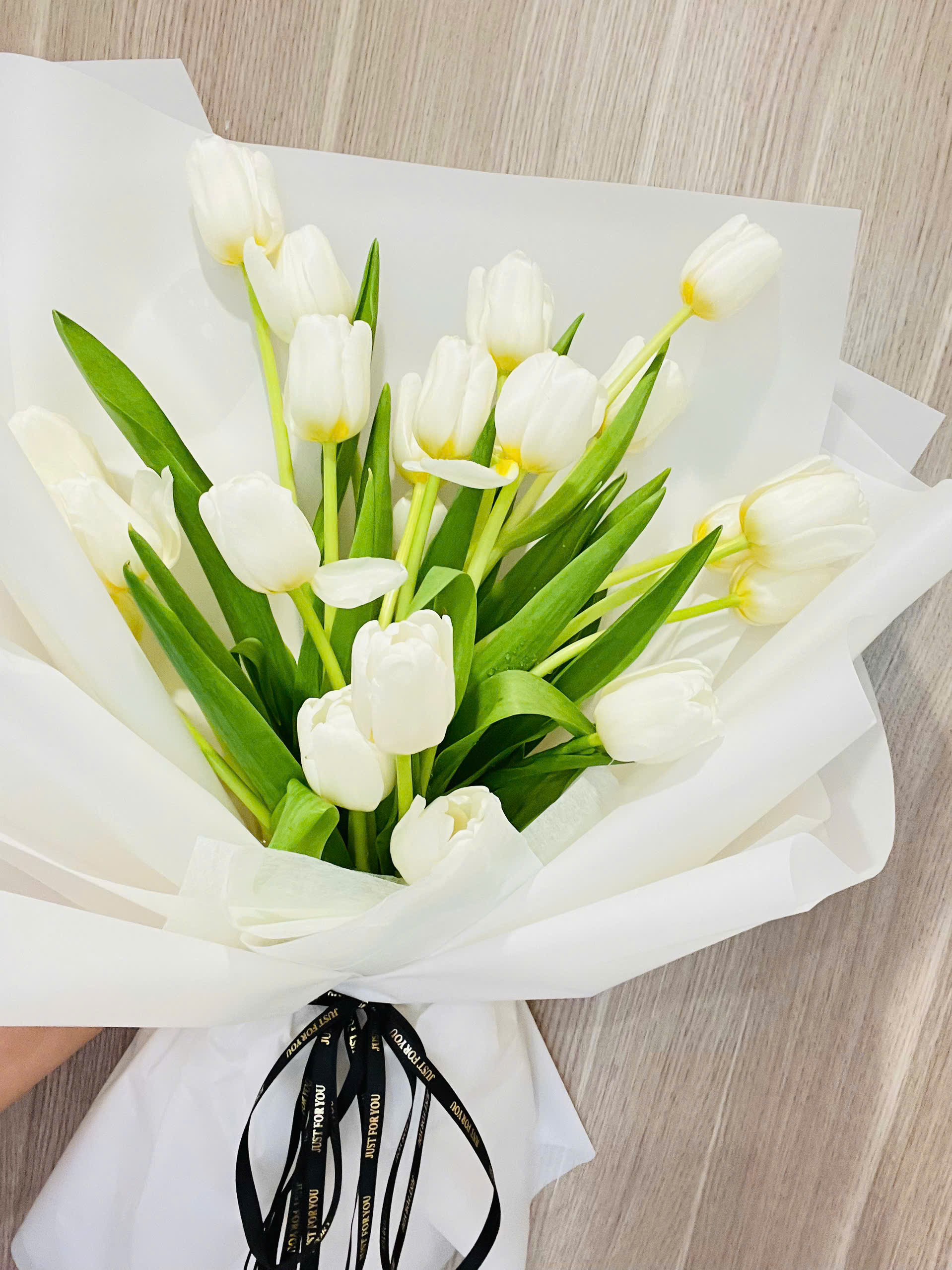 Bó hoa tulip trắng
