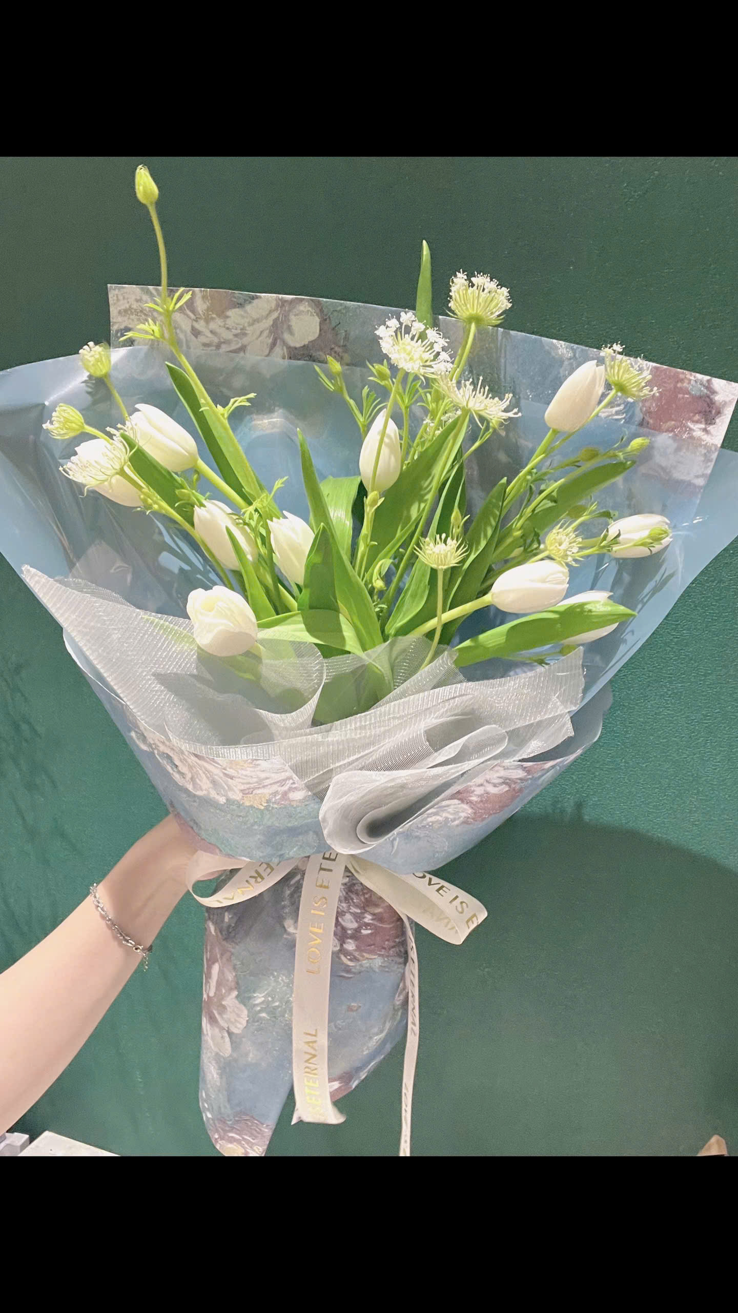 Bó hoa tulip trắng