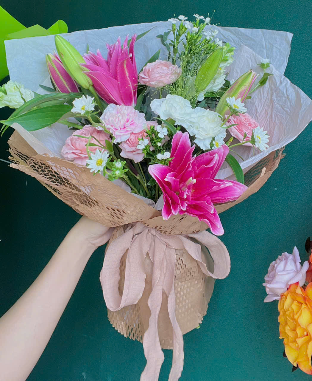 Bó hoa ly kép hồng