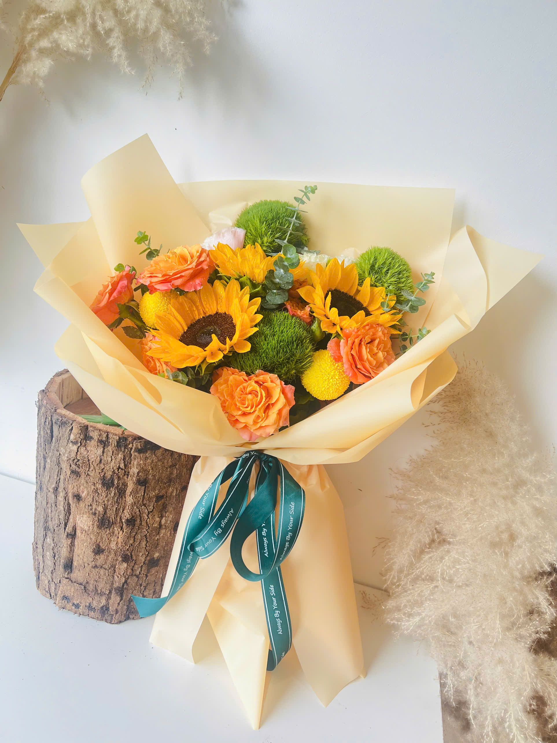 Bó hoa hướng dương mix hồng