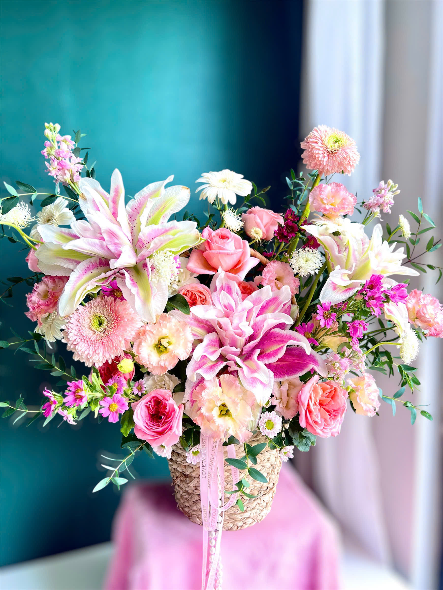 Giỏ hoa ly kép mix