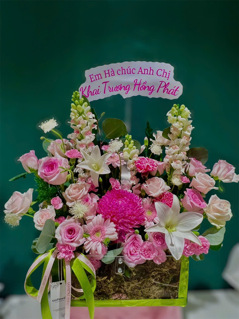 Hộp hoa tone hồng