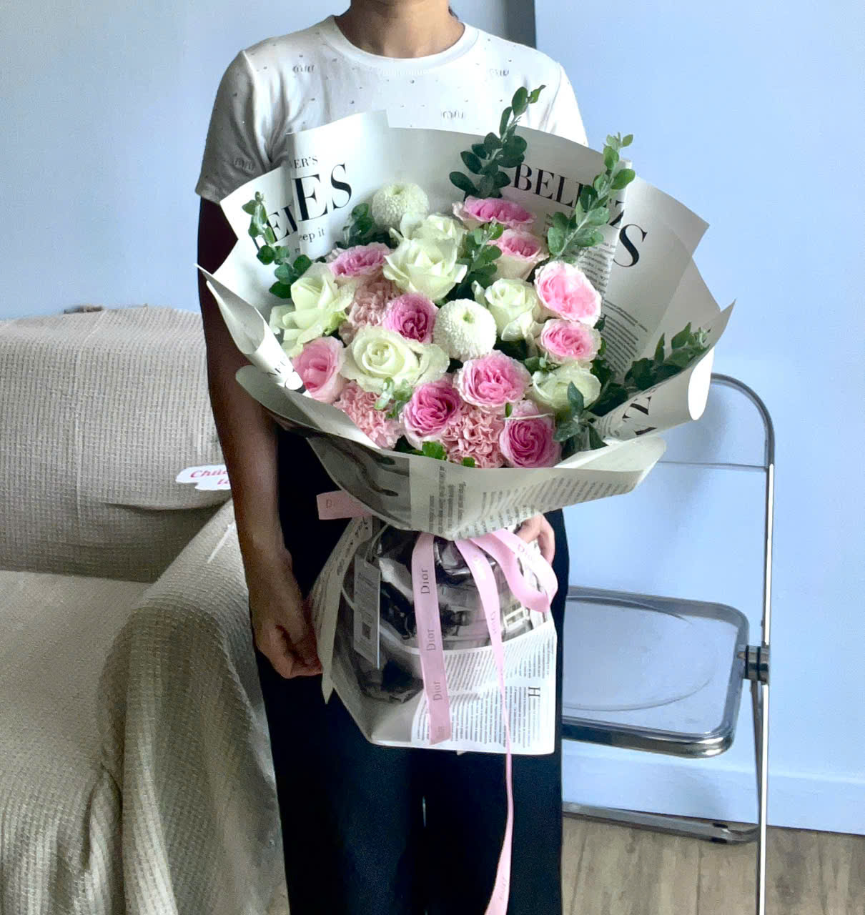 Bó hoa hồng pastel