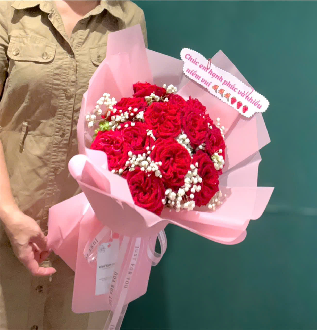 Bó hoa hồng đỏn tròn